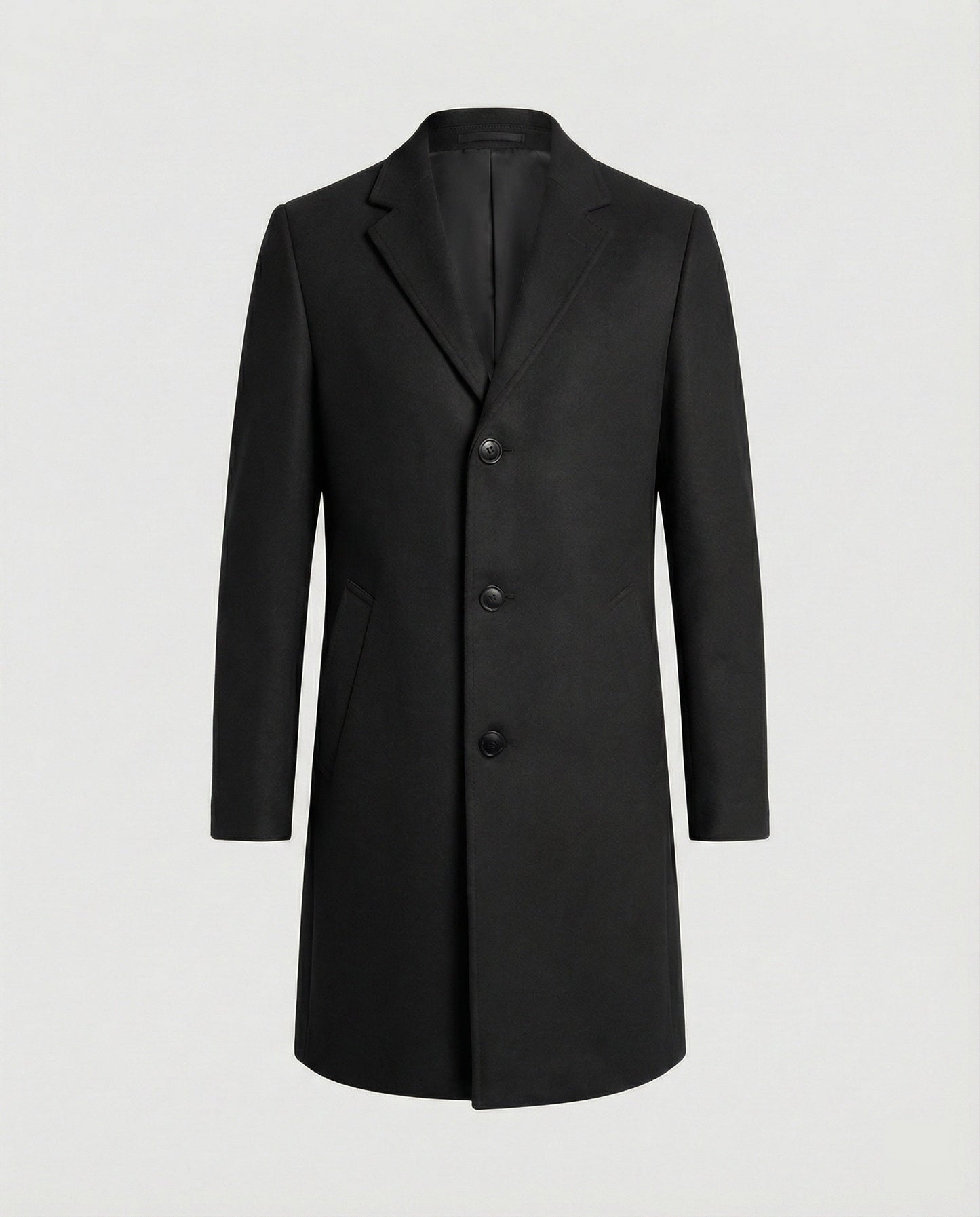 Herren Trenchcoat Lang Wollbezogen Elegant