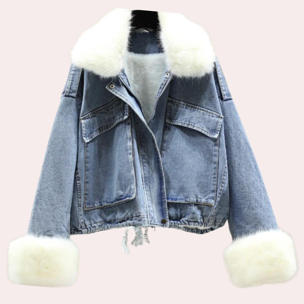 Damen Denim Steppjacke Warm Modern Blau