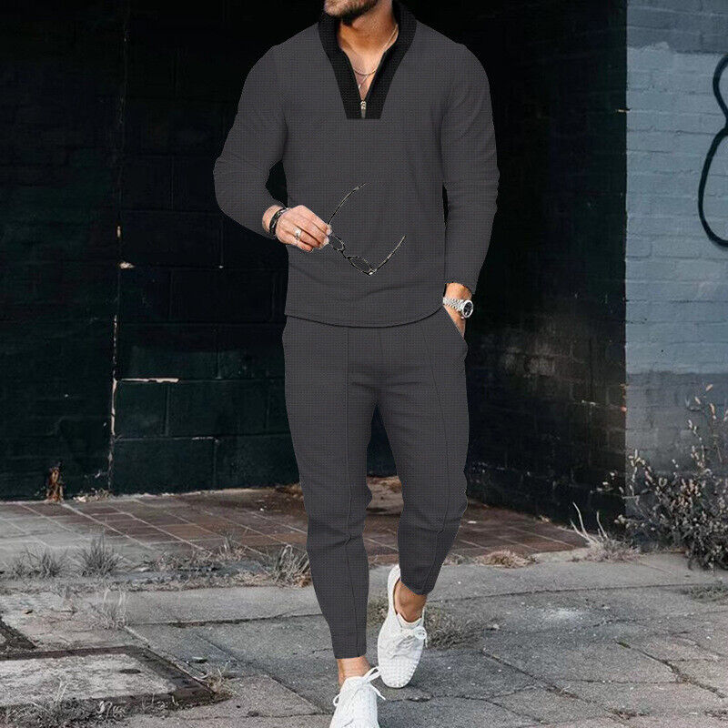 Herren Freizeit Set 2-teilig Langarmshirt Baumwolle