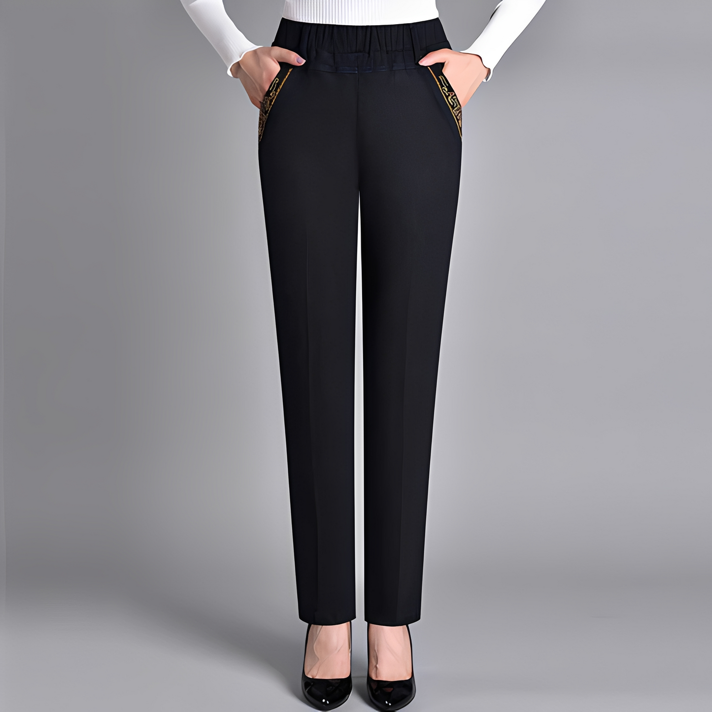 Damenhose Hochtailliert Elastisch Stretch