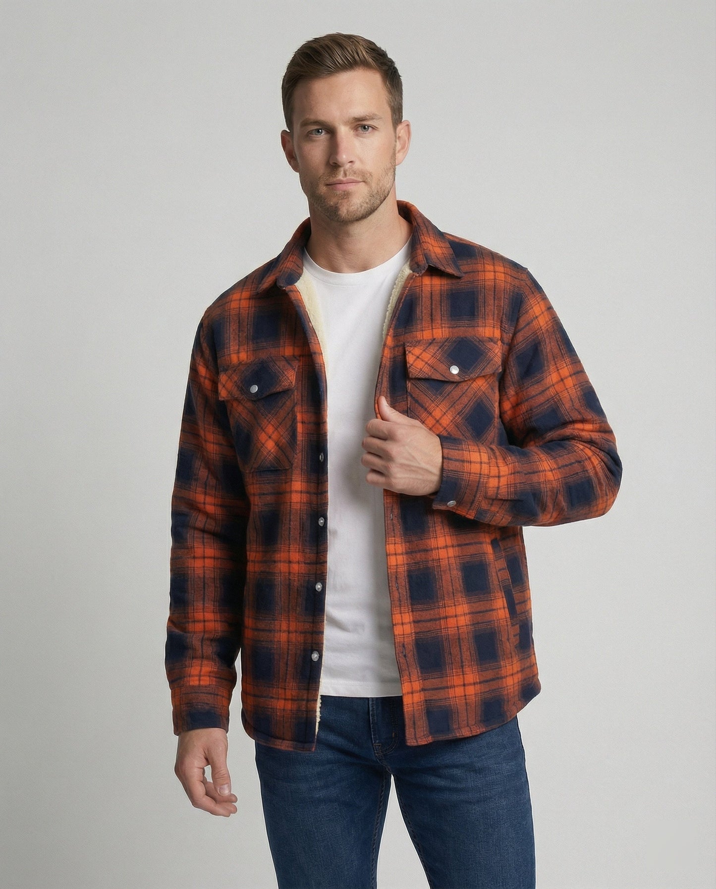 Herren Fleecejacke Kariert Warm Outdoor