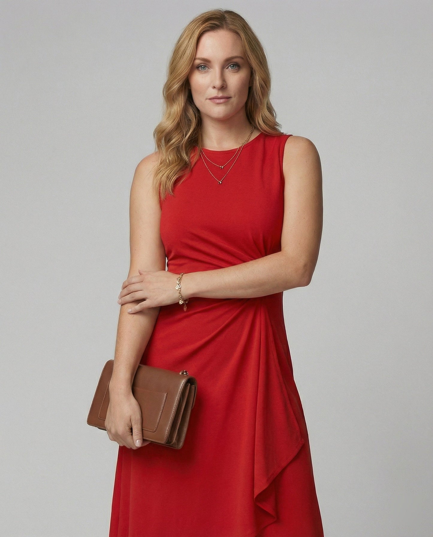 Damen Ärmelloses Wickelkleid Asymmetrisch Elegant