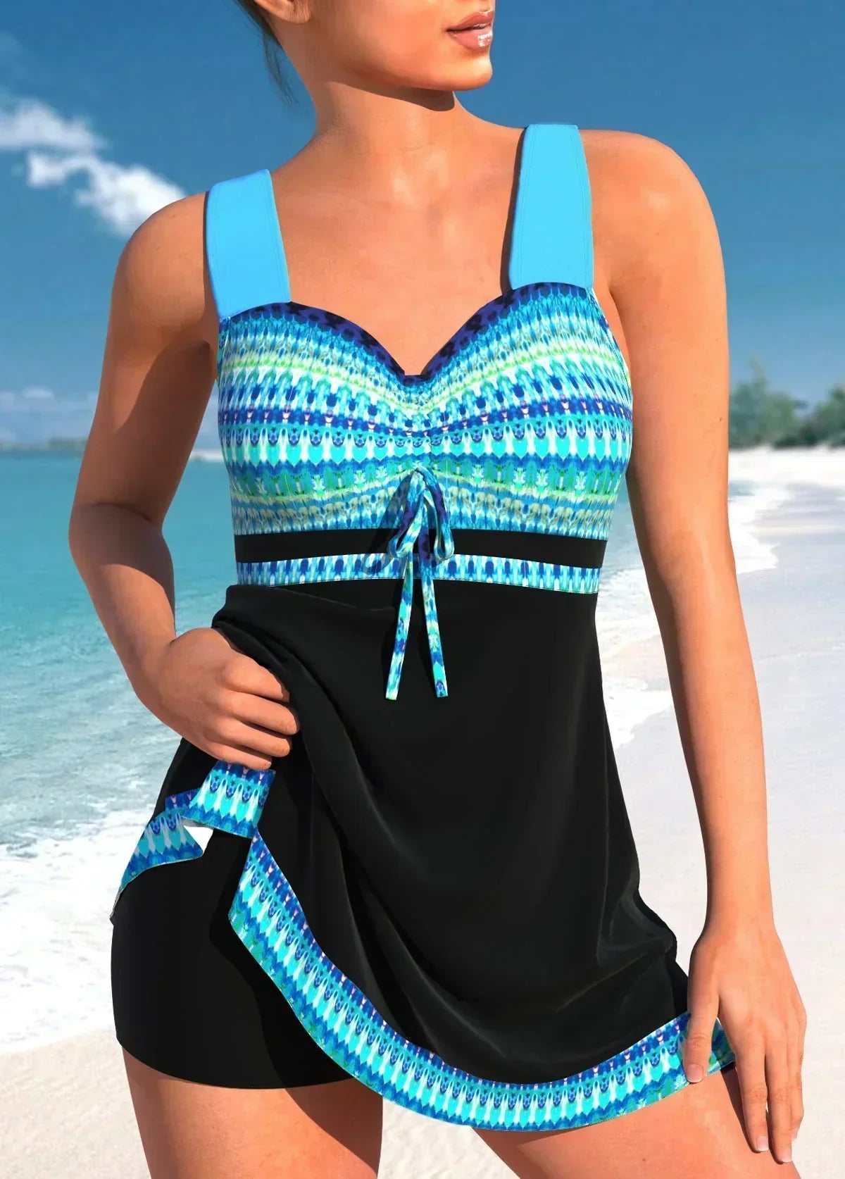 Damen Badeanzug Kurz Elegant Sommerkleid