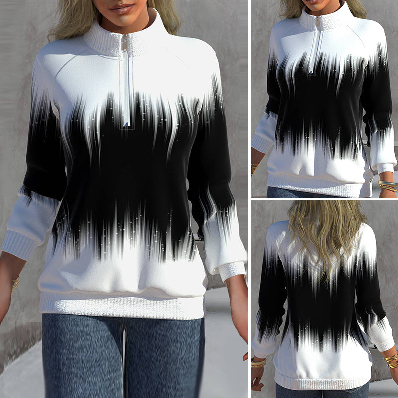 Damen Langarm Sweatshirt Halbkragen Bequem - Norvielle