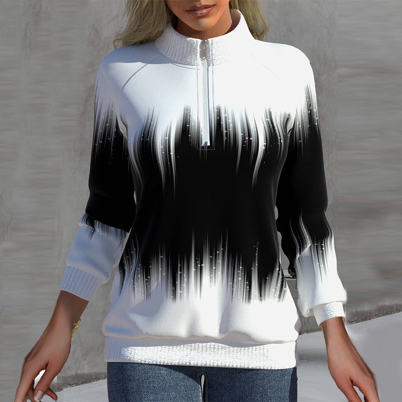 Damen Langarm Sweatshirt Halbkragen Bequem