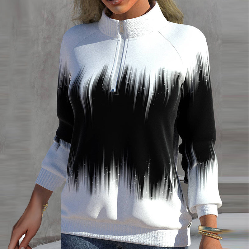 Damen Langarm Sweatshirt Halbkragen Bequem