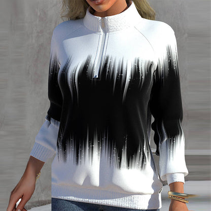 Damen Langarm Sweatshirt Halbkragen Bequem