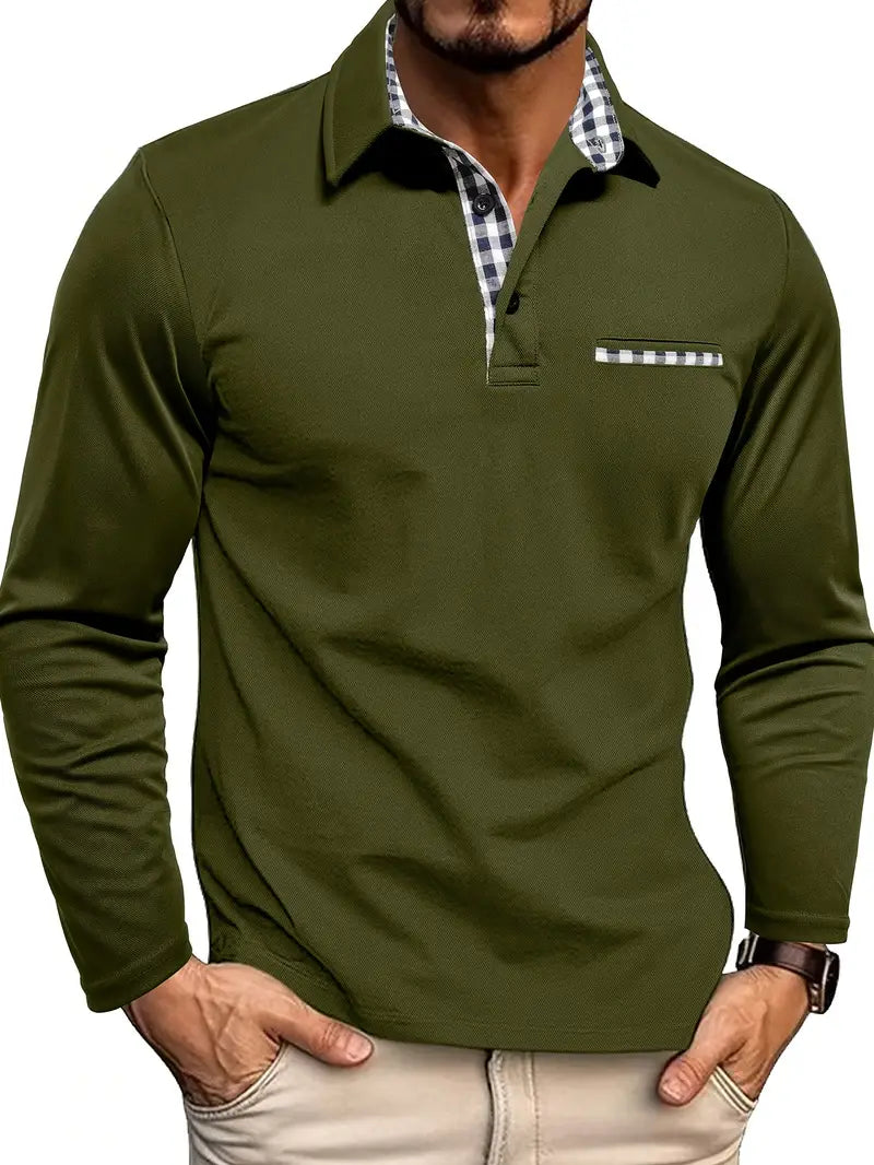 Herren Langarm-Polo-Shirt Warmes Winter-Shirt