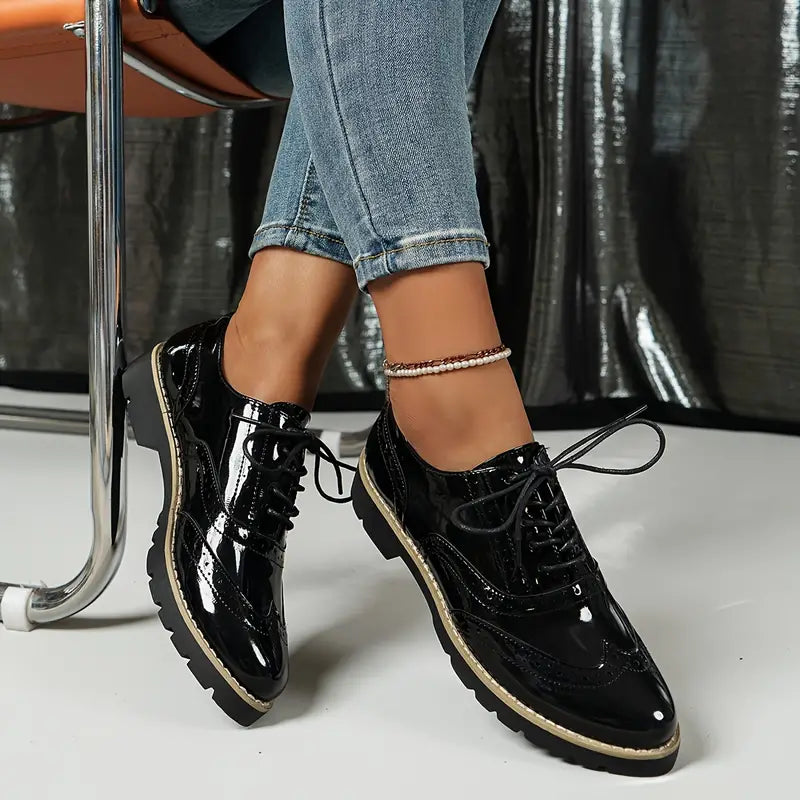 Damen Lederschuhe Hochglanz