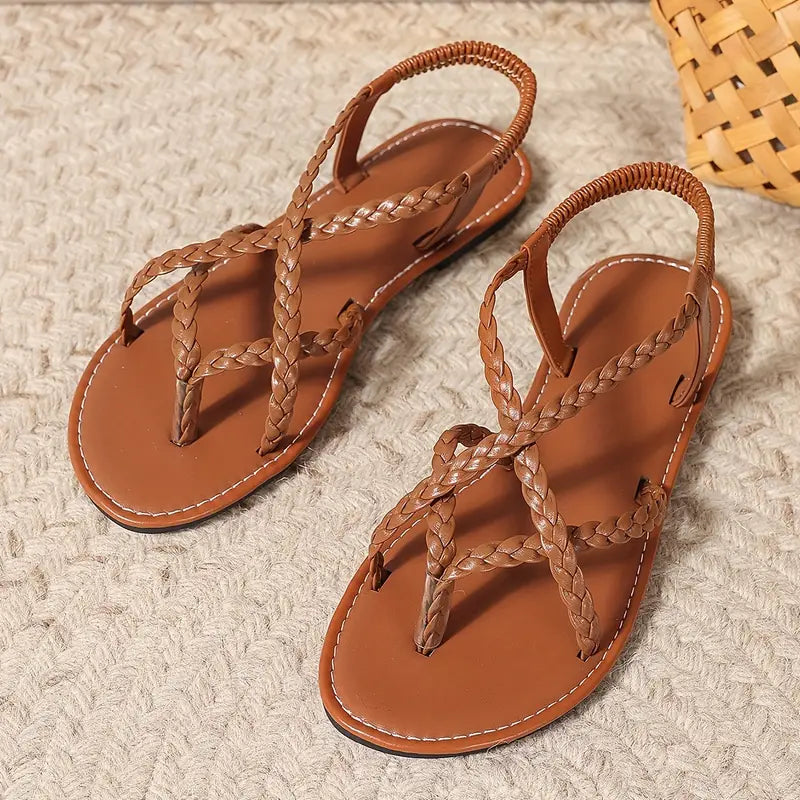 Damen Flache Sandalen Geflochten Sommer