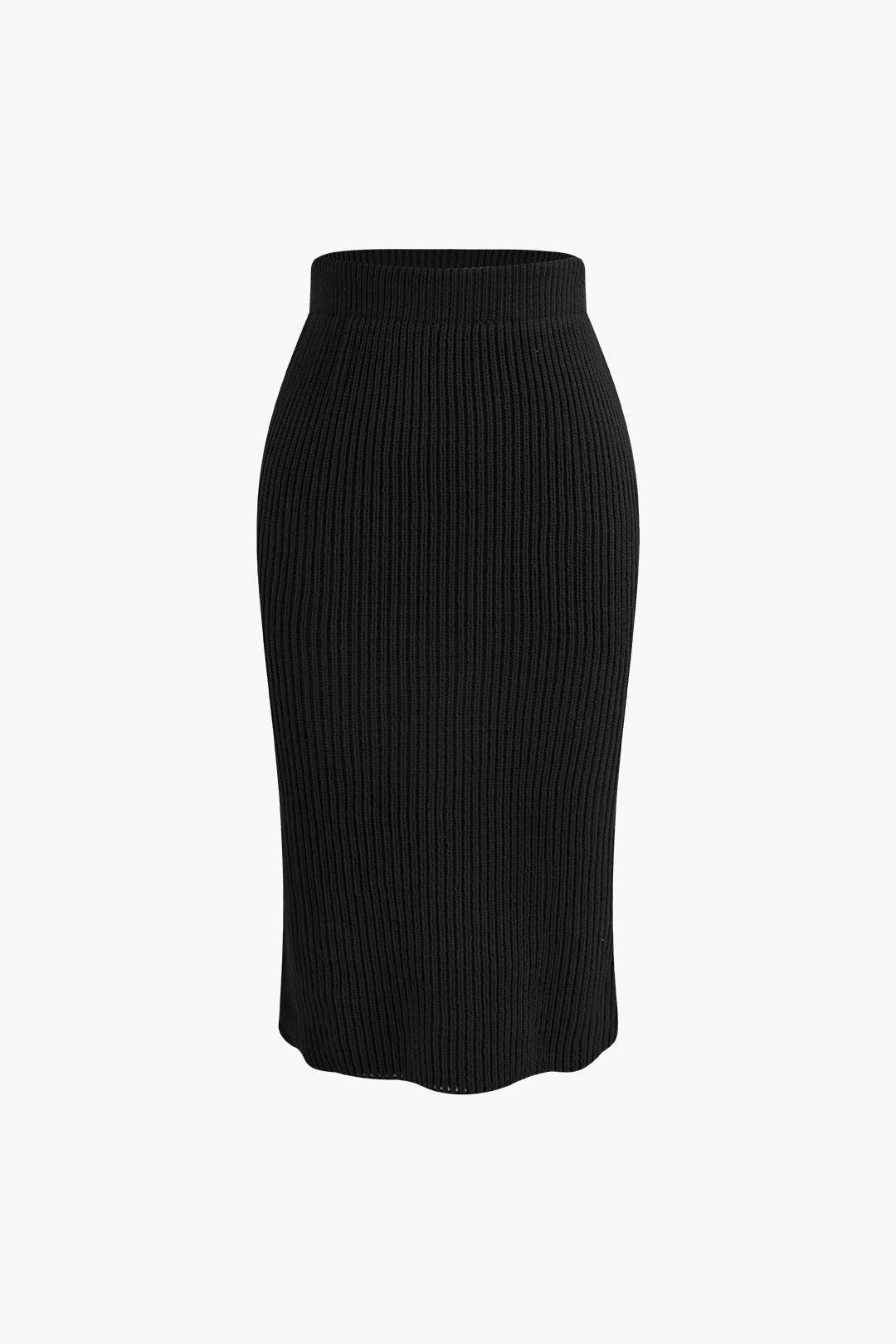 Damen Strick-Set Wickel-Oberteil Bleistiftrock Eleganz