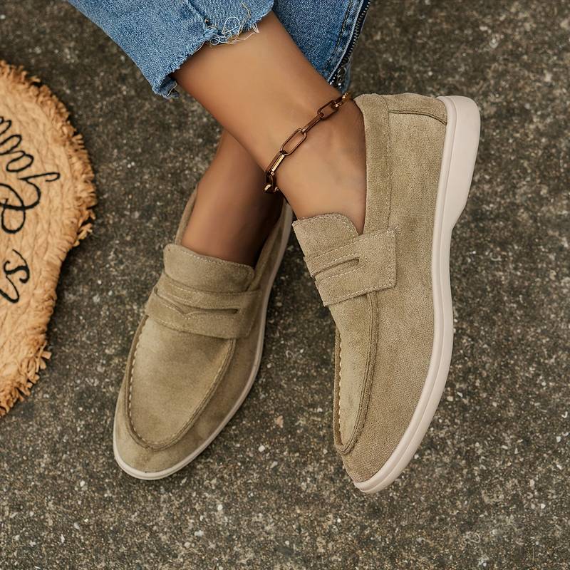 Dunkelblaue Loafer Schuhe aus Veloursleder