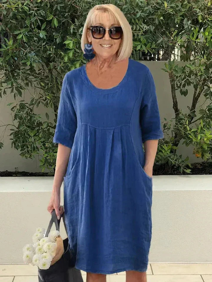 Damenkleider mit Taschen Leichter Stoff Sommer