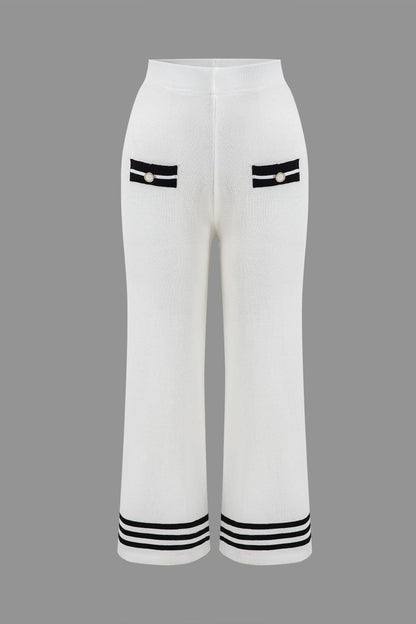 Damen Strick-Zweiteiler Cropped Cardigan Hose