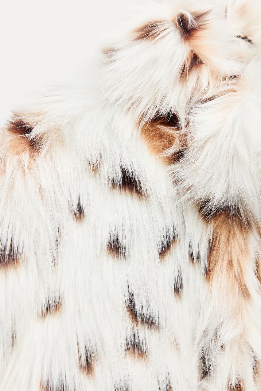 Damen Winterjacke Leopardenmuster Kunstfell