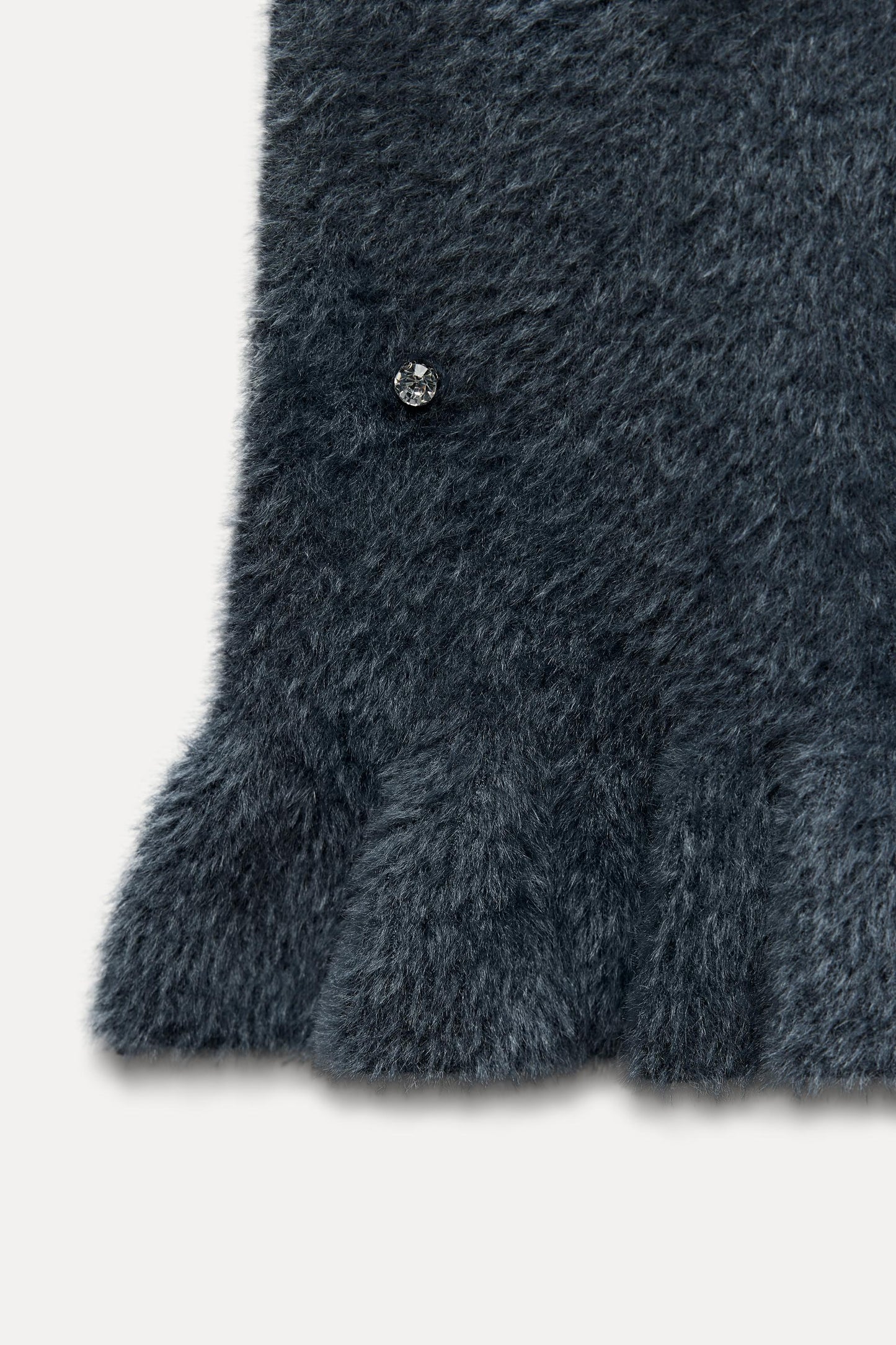 Damen Strick-Minikleid Perlen Rüschen