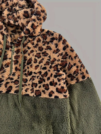 Damen Leopardenpullover Farbblock Modern