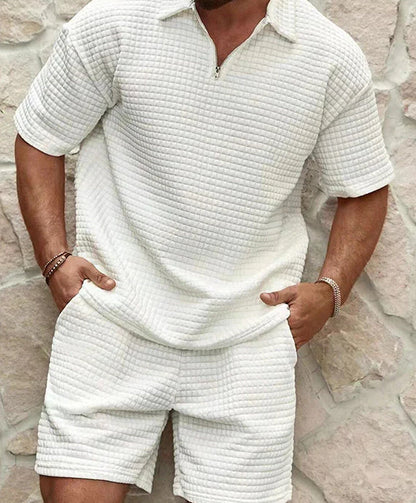 Herren Kurzarm-Shirt Reißverschluss Sportlich