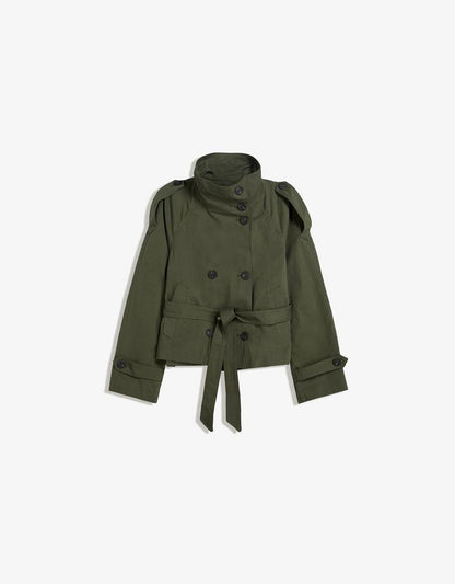 Damen Trenchcoat Kragen Bindegürtel Elegant