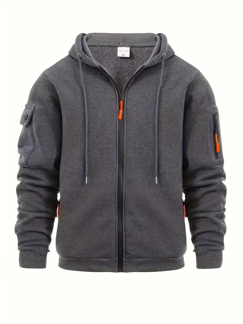 Herren Hoodie Modern mit Taschen Vollreißverschluss