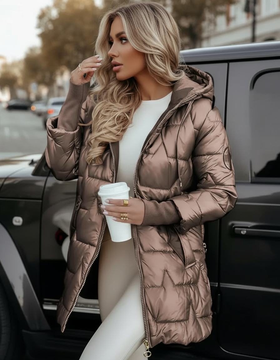 Damen Steppjacke mit Kapuze Elegant