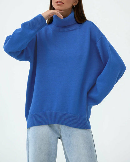 Damen Oversize Pullover Groß Lässig High Neck