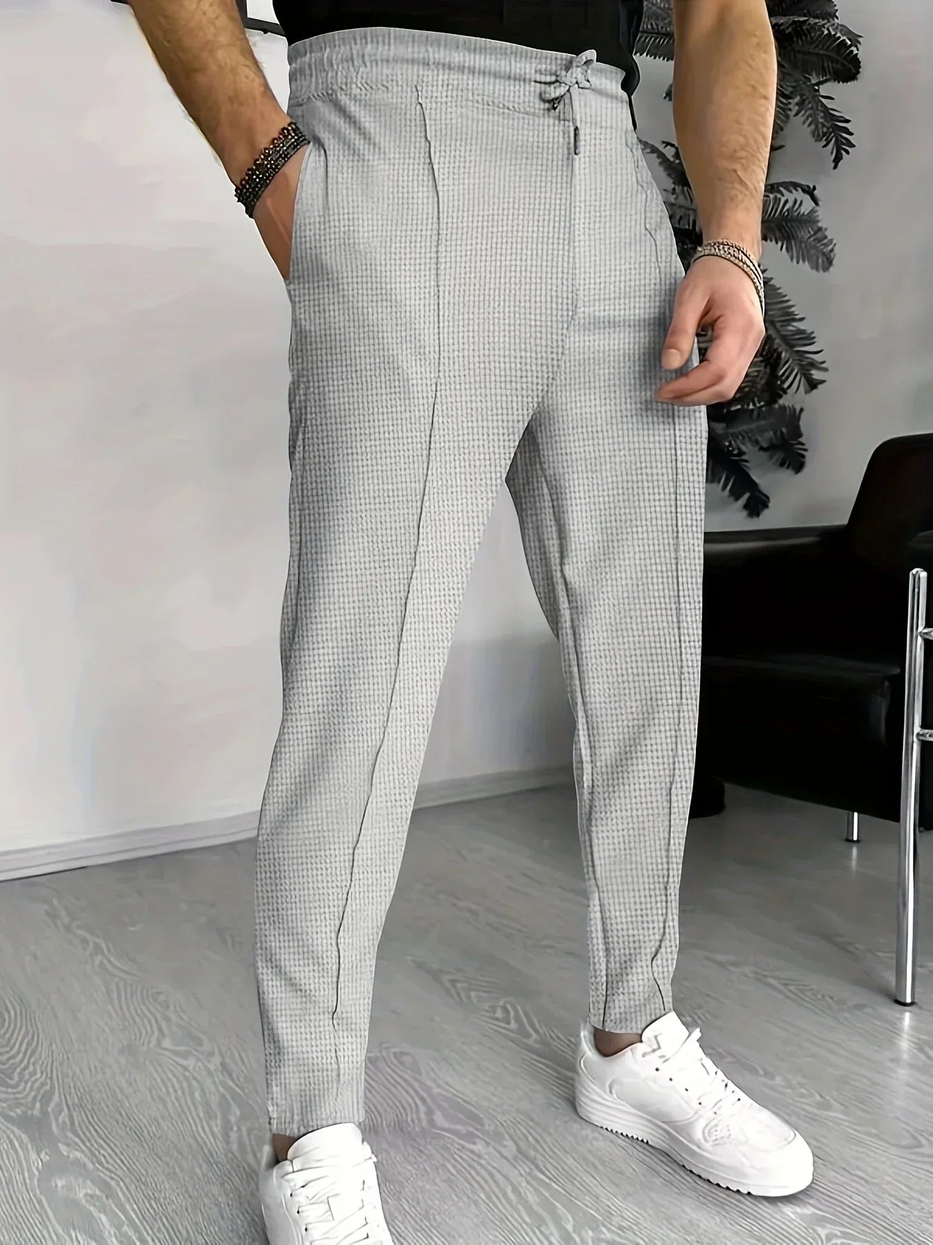 Herren Slim-Fit-Hose Karomuster Modern - Norvielle