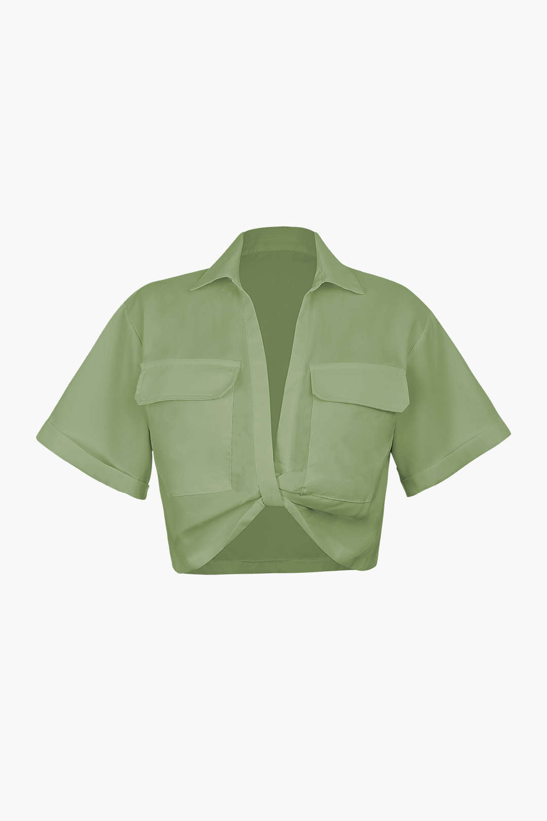 Damen Kurzarmshirt Crop Modern mit Kragen