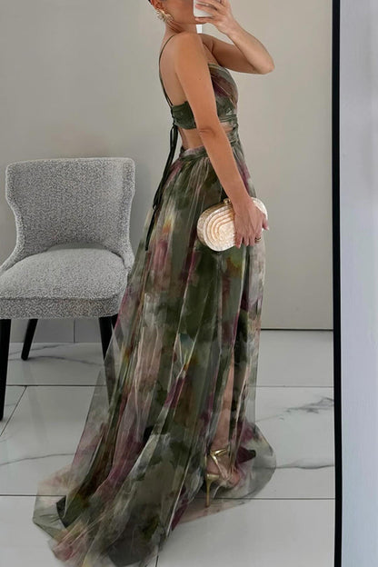 Damen Maxikleid mit Faltenrock Lang und Elegantem Schnitt