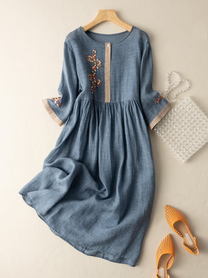Damen Sommerkleid Ethnisches Besticktes Midi Kleid sollte zu Damen