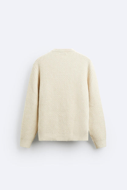 Klassischer Herrenpullover Grobstrick Bequem Warm