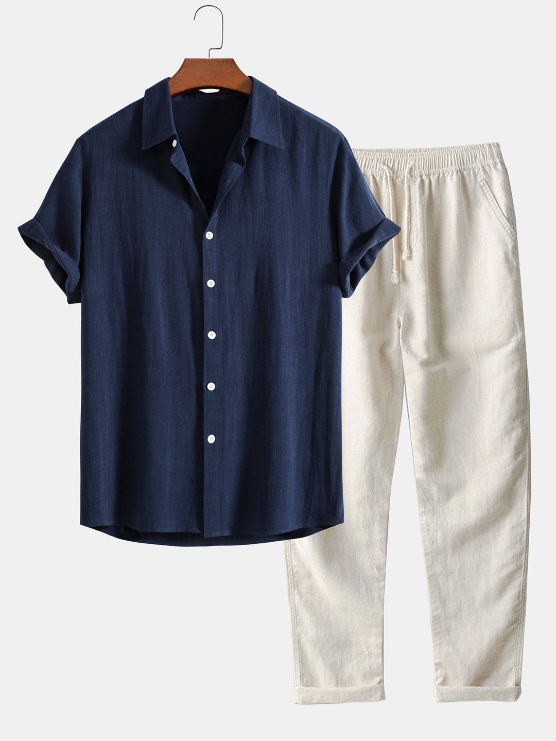 Herren Sommeranzug Hemd Hose Set