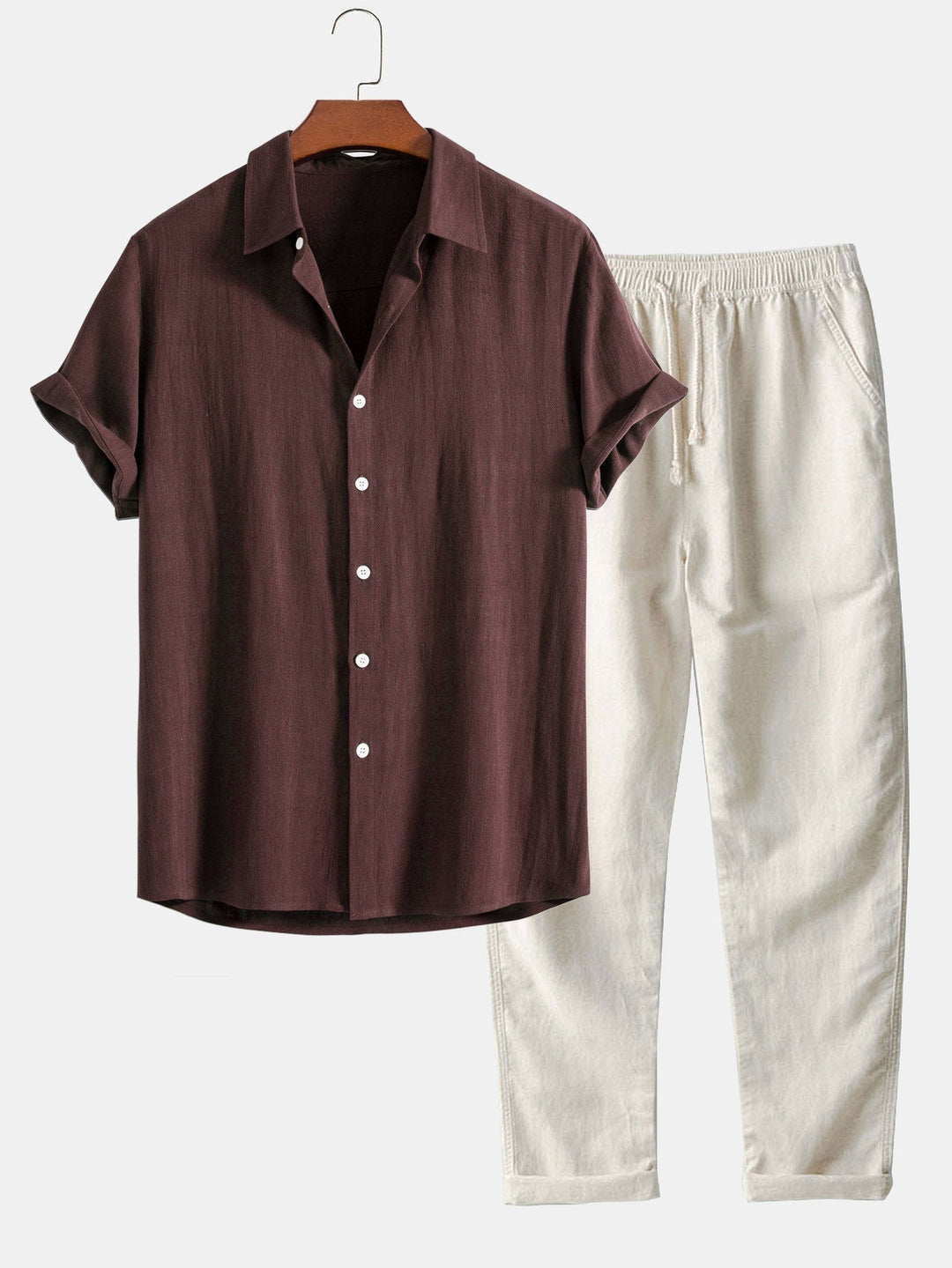 Herren Sommeranzug Hemd Hose Set