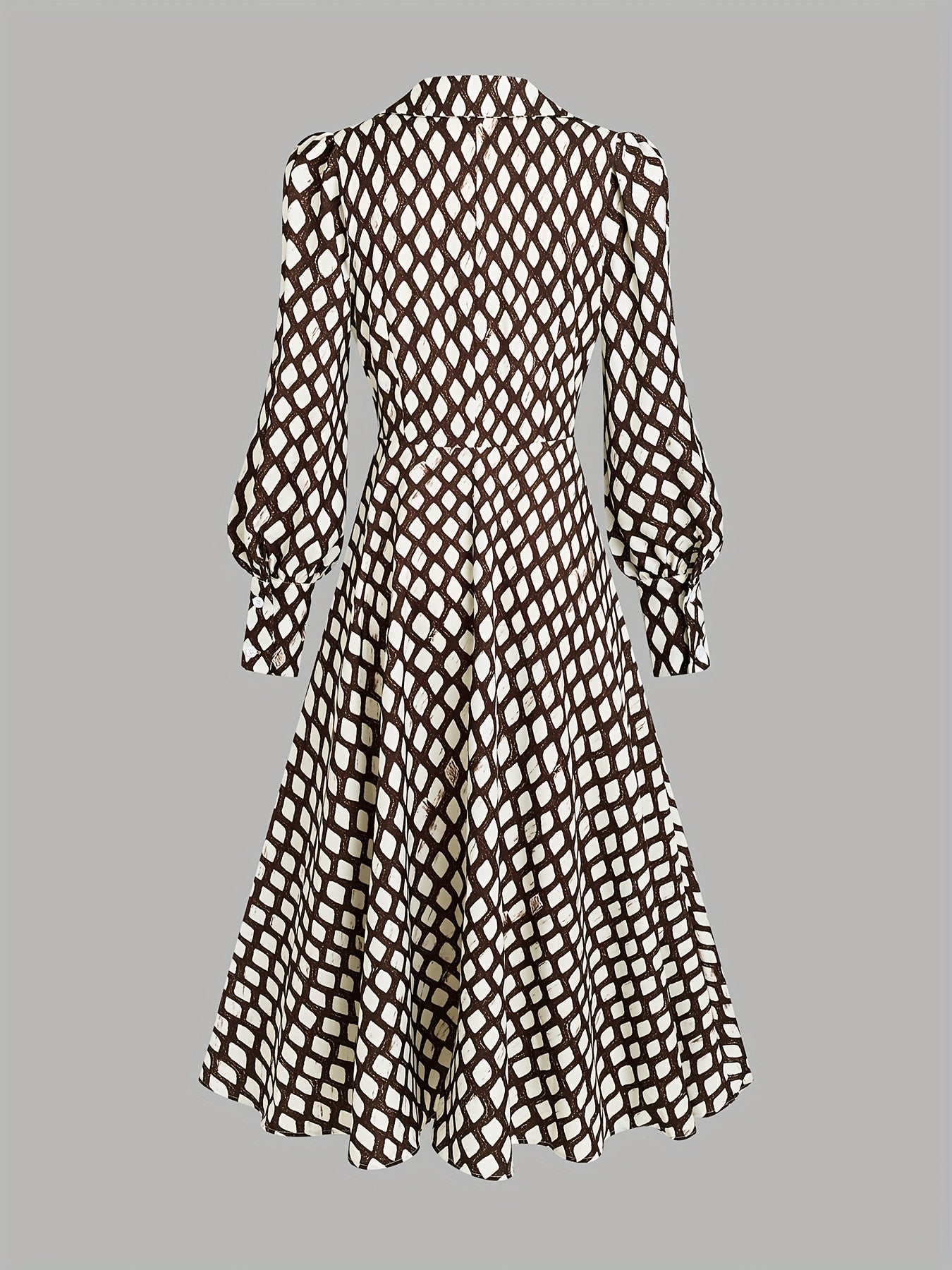 Damen Robe Rautenmuster Tailliert