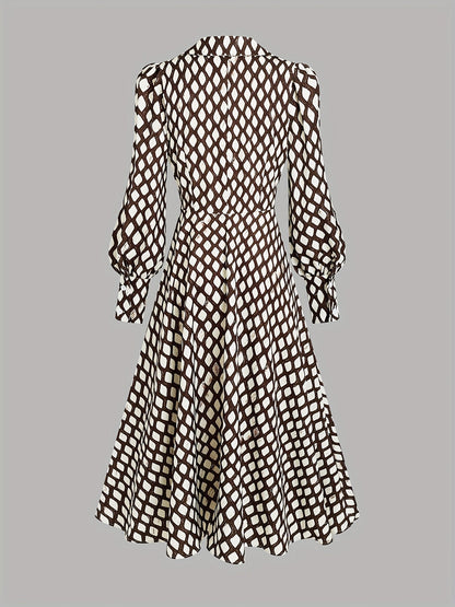 Damen Robe Rautenmuster Tailliert