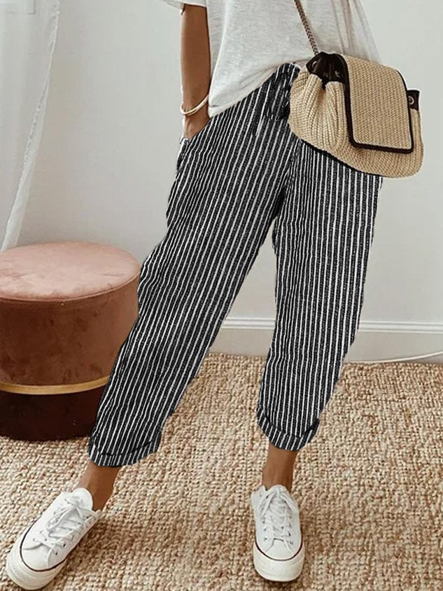 Damen Leinenhose Bequem Freizeit Stilvoll