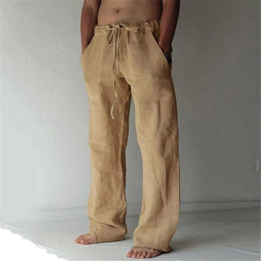 Herren Leinenhose Bequem Einfarbig Sommerhose