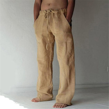 Herren Leinenhose Bequem Einfarbig Sommerhose