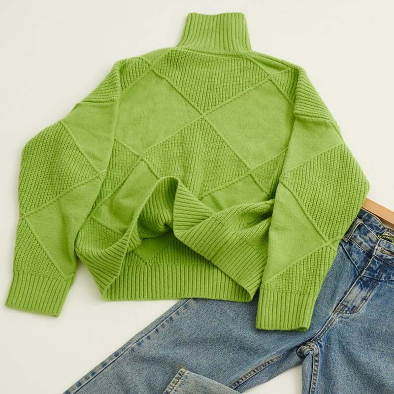Damen Strickpullover Hoher Hals Warm Winter