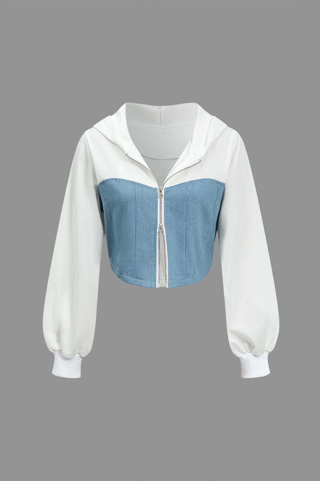 Damen Zweiteiler Denim Look Jeansoptik