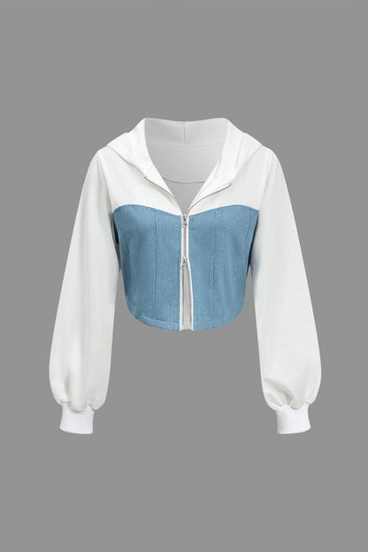 Damen Zweiteiler Denim Look Jeansoptik