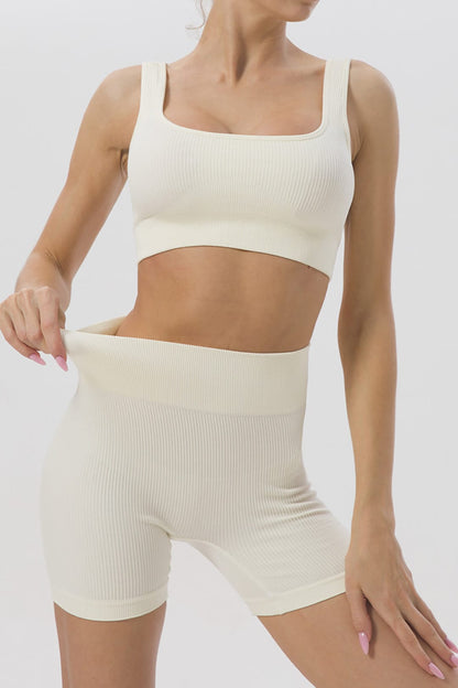 Damen Sport-Set Nahtloses Crop- Yoga-Shorts