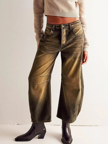 Damen Weitbein Jeans Bedruckt Trendy