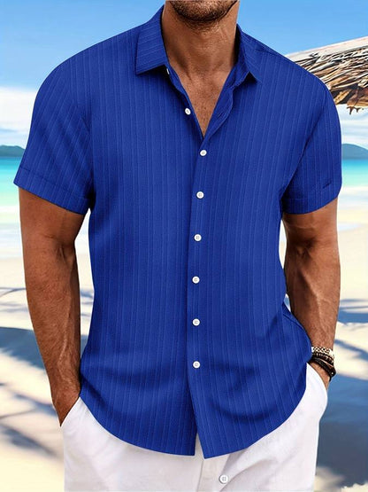 Herren Sommerhemd Kurzärmelig Gestreift Relaxed Fit