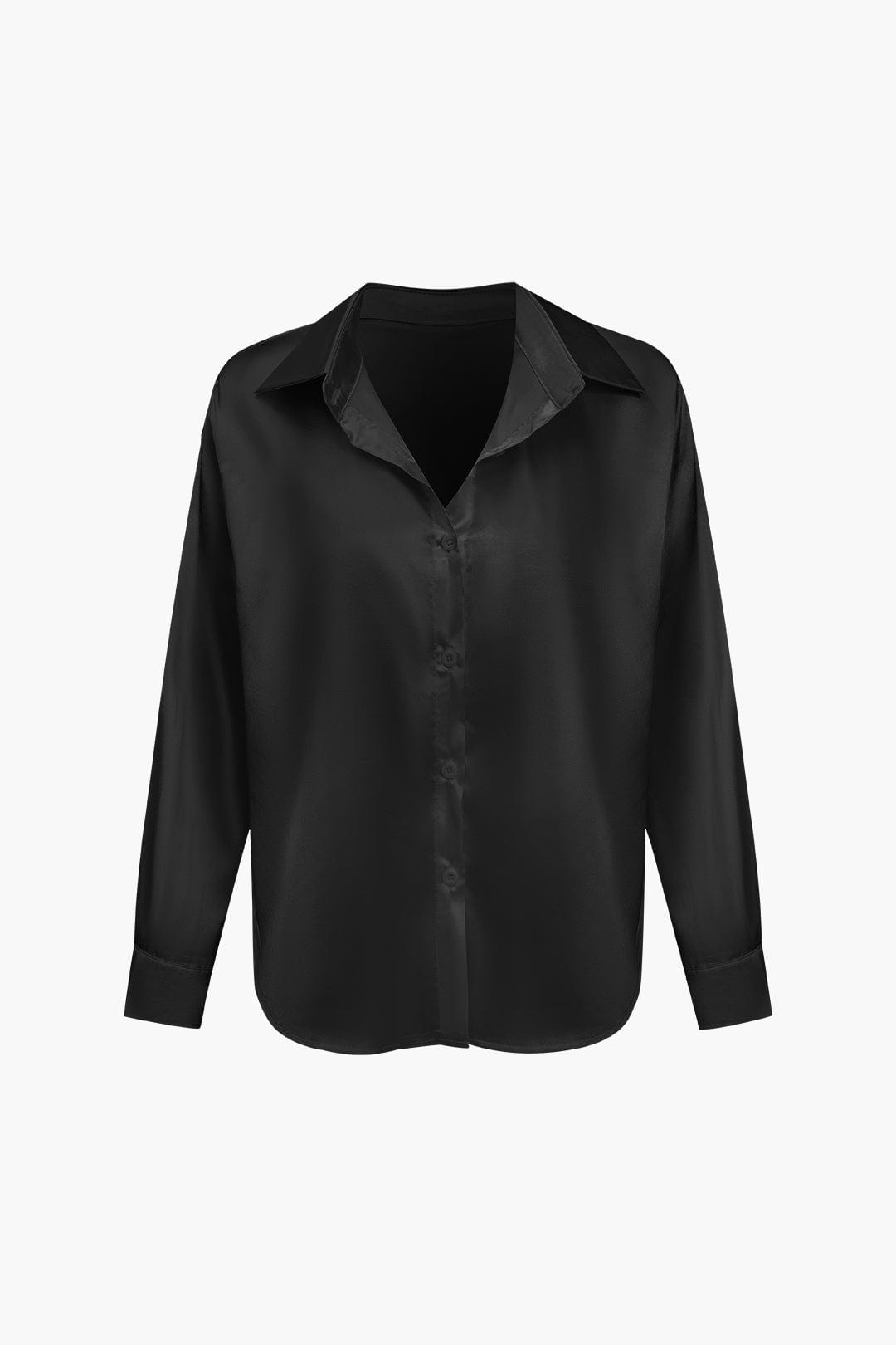 Damenbluse Langarm Seiden-Satin Elegante Bluse
