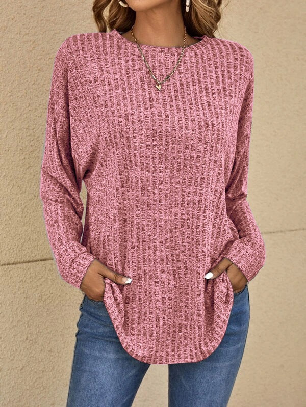 Lässiger Damen Pullover Langarm Bequem Grau
