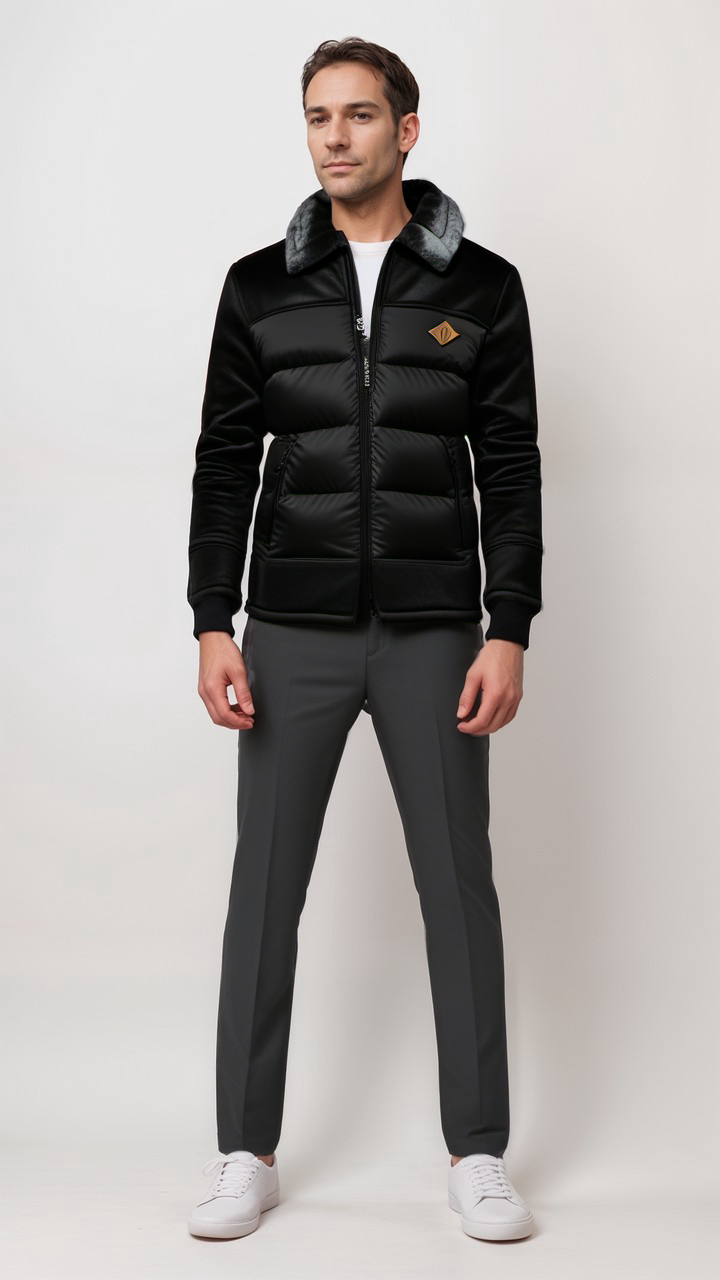 Herren Winterjacke Kunstleder Fellkragen Warm - Norvielle