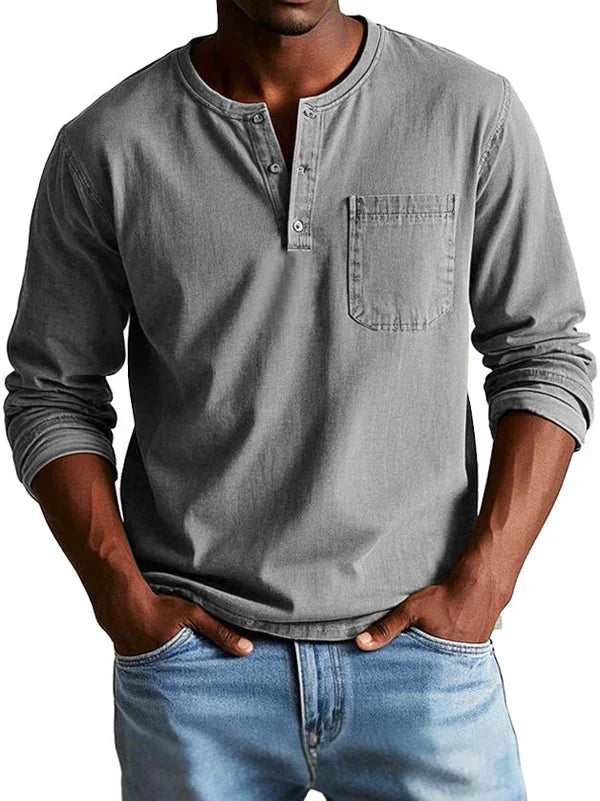 Herren Langarmshirt Bequem Baumwolle Lässig