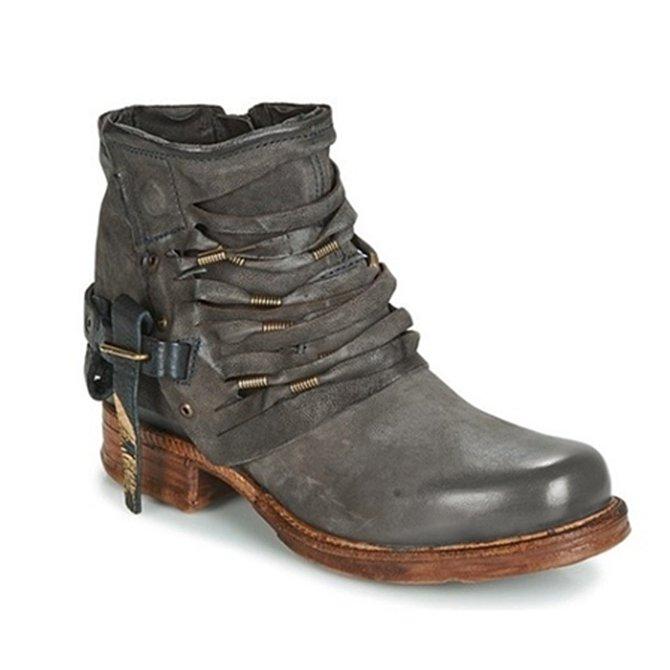 Damen Stiefeletten Lässig Schnalle Schwarz - Norvielle