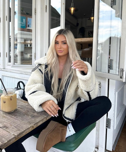 Damen Teddyfelljacke Weich Warm